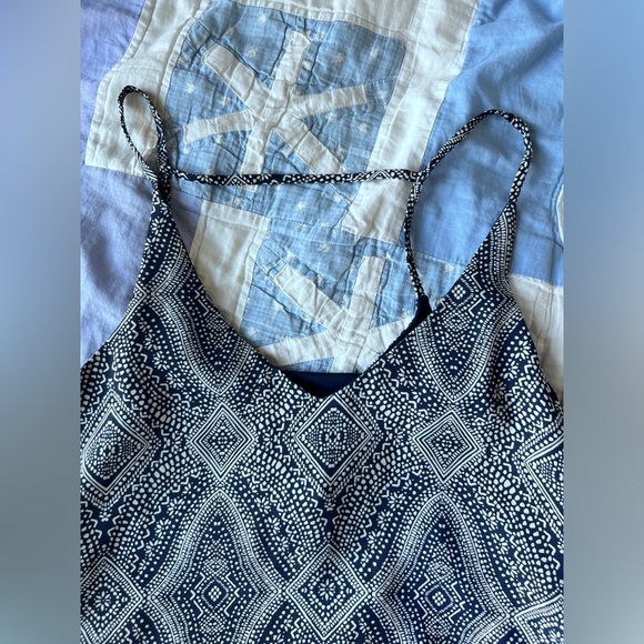 H&M Womens Blue White Geometric Print Diamond Shape Pattern Boho Tank Top - Picture 4 of 10